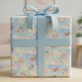 Watercolor Baby Animals Flying Wrapping Paper Geschenkpapier