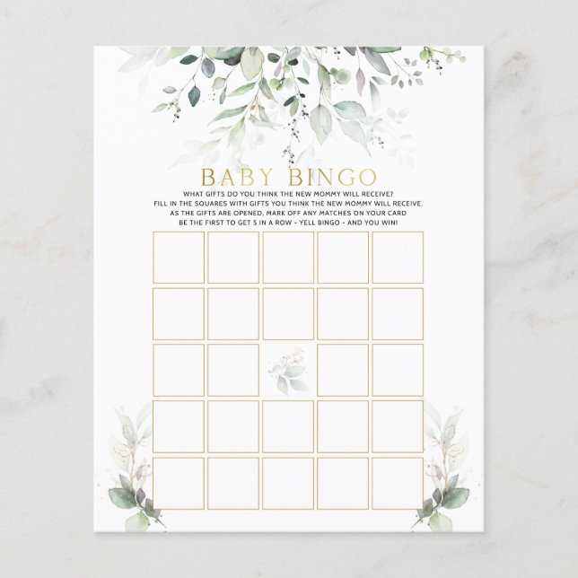 Watercolor Baby Bingo Eucalyptus Baby Showroom Bin (Vorderseite)