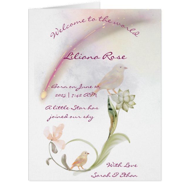 Watercolor Baby Birth Announccard (Vorderseite)