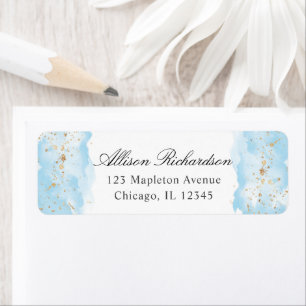 Watercolor baby blue gold glitter white