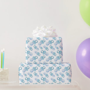 Watercolor Baby Boy Pattern Babydusche Geschenkpapier