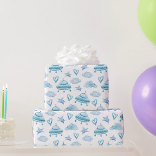 Watercolor Baby Boy Pattern Babydusche Geschenkpapier
