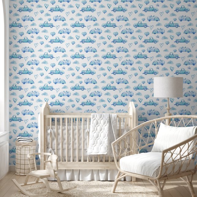 Watercolor Baby Boy Pattern Tapete (Kinder)