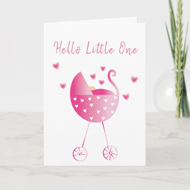 Watercolor Baby Carriage Herzlichen Glückwunsch Ro Karte (Vorderseite)