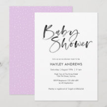Watercolor Baby Dusche Einladung violett