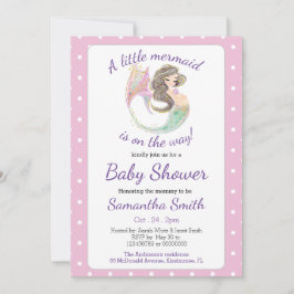 Watercolor Baby Dusche Kleine Meerjungfrau Einladung