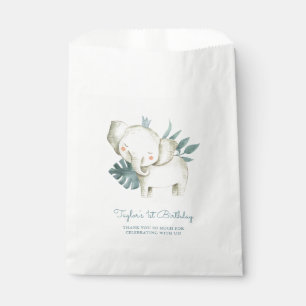 Watercolor Baby Elephant Prince Tropical Birthday Geschenktütchen
