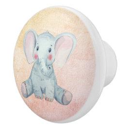 Watercolor Baby Elephant texturiert   Keramikknauf
