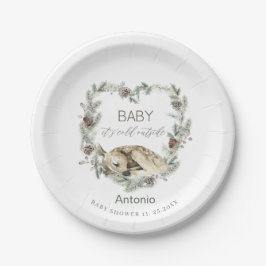 Watercolor Baby es kalt draußen Babydusche Pappteller
