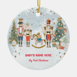 Watercolor Baby First Christmas Photo Keramik Ornament