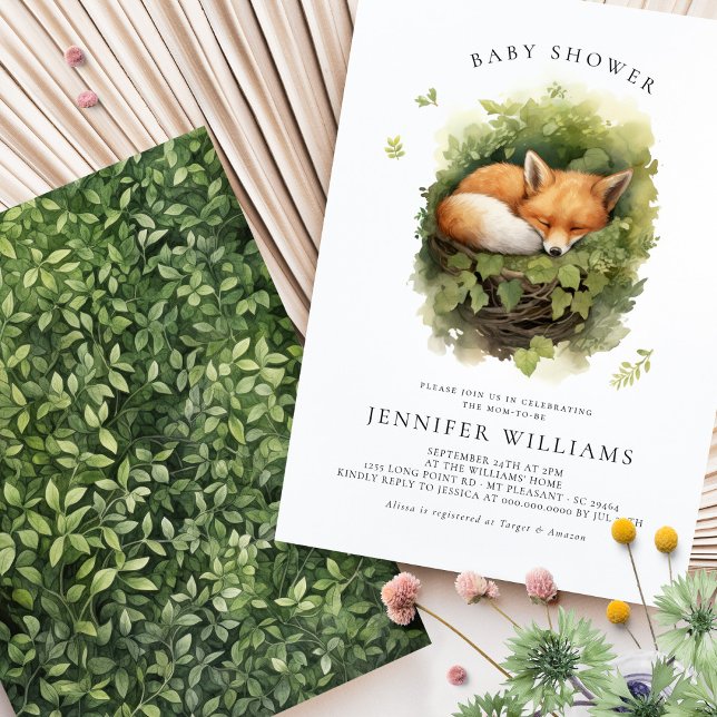 Watercolor Baby Fox Baby shower Invitation (Créateur téléchargé)