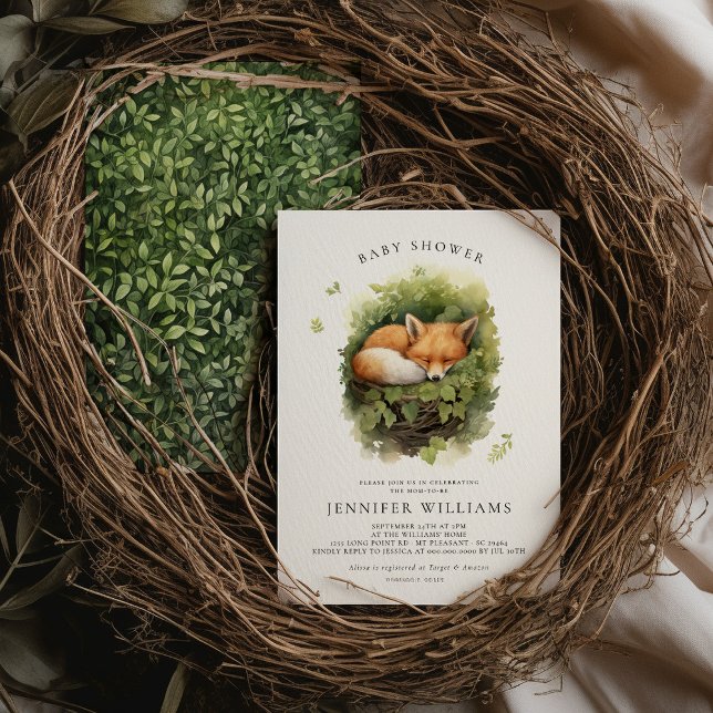 Watercolor Baby Fox Baby shower Invitation (Créateur téléchargé)