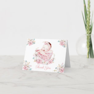 Watercolor Baby Girl Merci Cartes