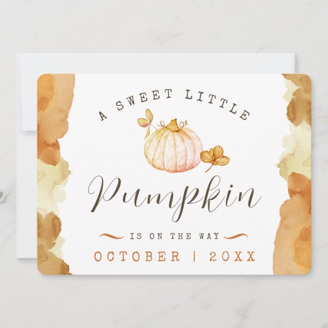 Watercolor Baby Pumpkin Pregnancy Ankündigung (Vorderseite)
