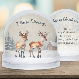 Watercolor Baby Reindeer Personalized Christmas Schneekugeln