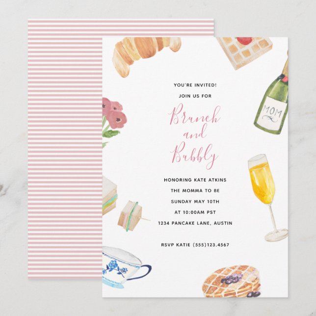 Watercolor Baby Shower Brunch Einladungen (Vorne/Hinten)