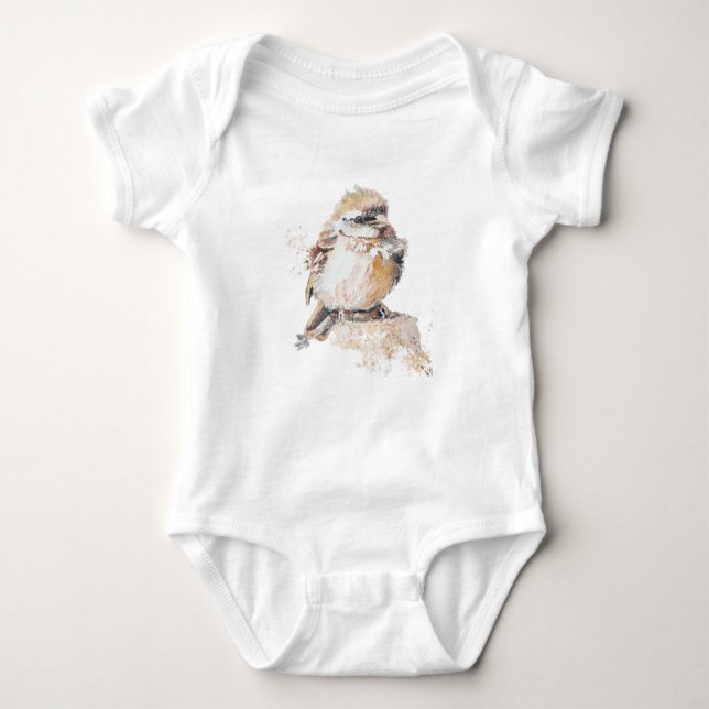 Watercolor Baby Sparrow mit Ruffled Feathers Strampler (Vorderseite)