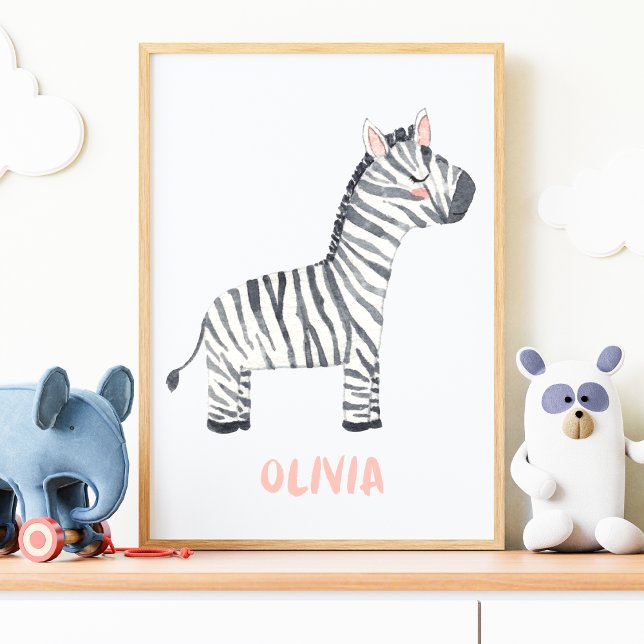Watercolor Baby Zebra Kid's Kinderzimmer Room Poster (Von Creator hochgeladen)