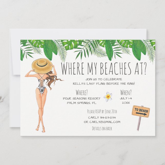 Watercolor Bachelorette Beach Party Invitation (Devant)
