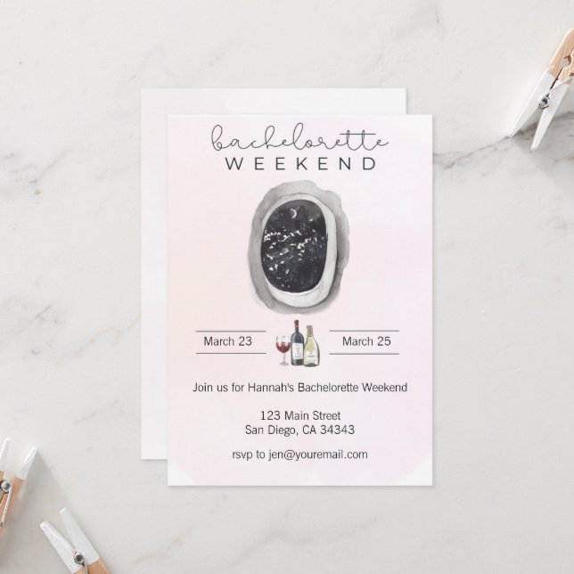 Watercolor Bachelorette Wochenende Einladung (Vorderseite/Rückseite Beispiel)