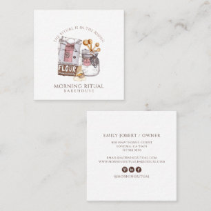 Watercolor Baker Dessert Catering Quadratische Visitenkarte