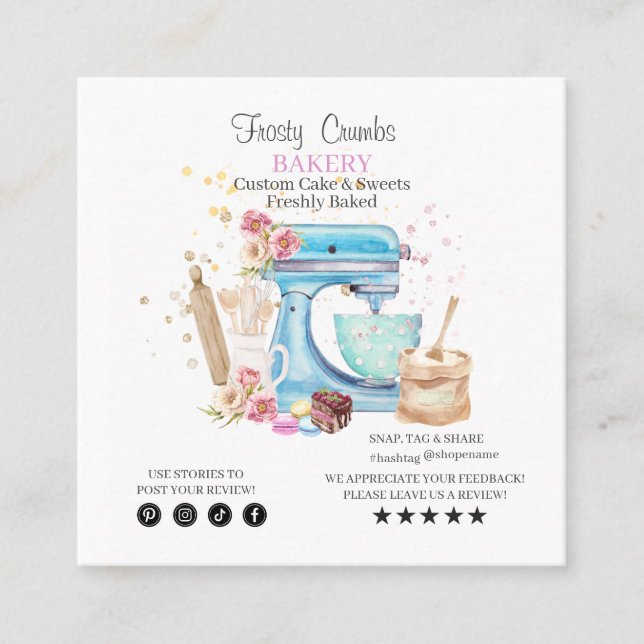 Watercolor Bakery Business APPOINTMENT Quadratische Visitenkarte (Vorderseite)