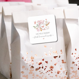 Watercolor Bakery Standmischer Quadratischer Aufkleber