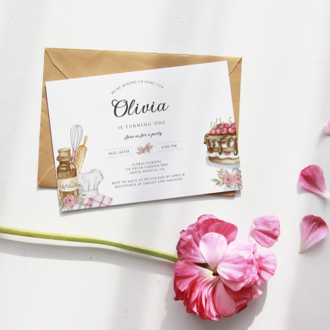 Watercolor Baking Anniversaire Fête Invitation (Créateur téléchargé)