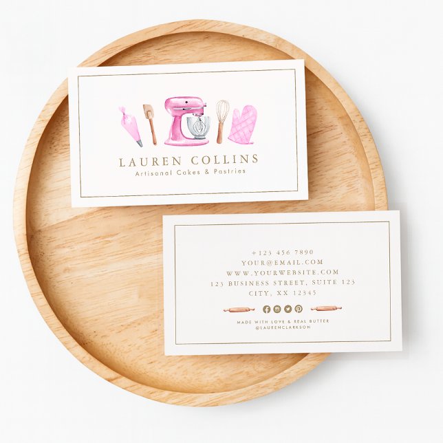 Watercolor Baking Professional Business Card Visitenkarte (Von Creator hochgeladen)