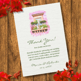 Watercolor Balcony Hacienda Mexican Wedding Dankeskarte