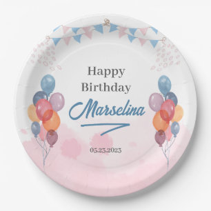 Watercolor Ballon Geburtstagsparty Paper Plate Pappteller