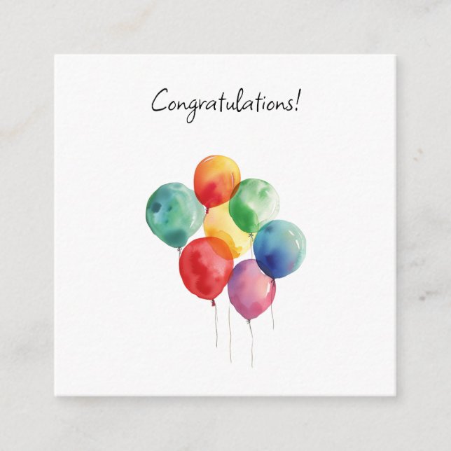 Watercolor Balloons Glückwünsche Minimalistisch Begleitkarte (Vorderseite)