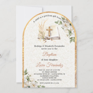 Watercolor Baptism Greenery Gender Neutral Einladung