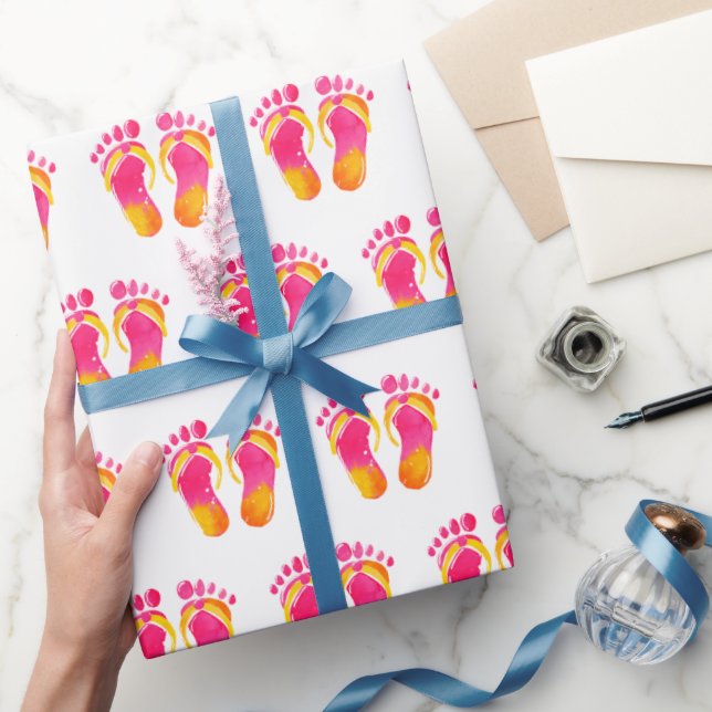 Watercolor Bare Feet and Flip-flops Geschenkpapier (Schenken)