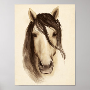 Watercolor Barn Animals   Horse Poster