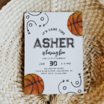 Watercolor Basketball Anniversaire Invitation