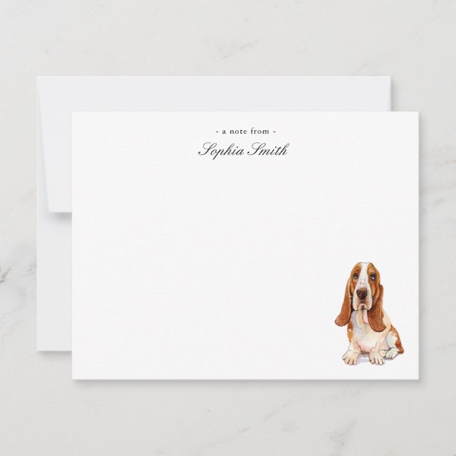Watercolor Basset Hound Flat Merci Notes (Devant)