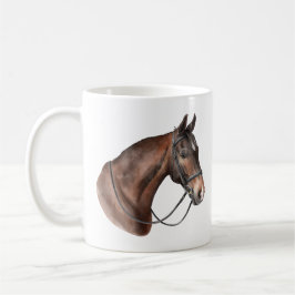 Watercolor Bay Pferd Kopf in einer Brille Kaffeetasse