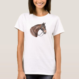 Watercolor Bay Pferd Kopf in einer Brille T-Shirt