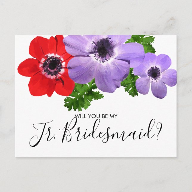 Watercolor be My Jr. Junior Bridesmaid Postkarte (Vorderseite)