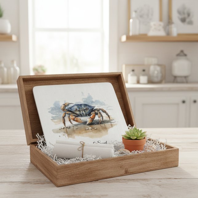 Watercolor Beach Crab, custom Schneidebrett (Von Creator hochgeladen)