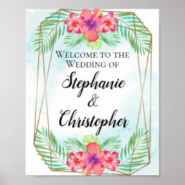 Watercolor Beach Hochzeit im tropischen Hibiskus - Poster