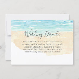 Watercolor Beach Hochzeitsfest mit Handfarbe Empfa Einladung