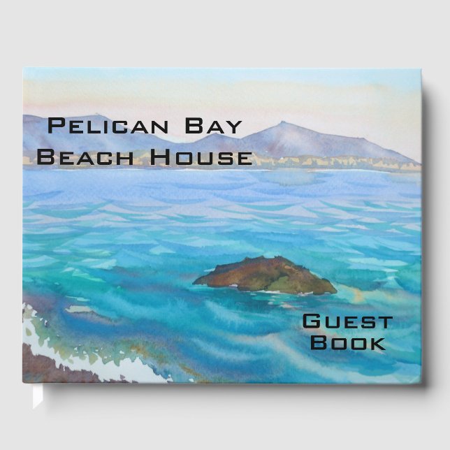 Watercolor Beach House Zuhause Gästebuch (Vorderseite)