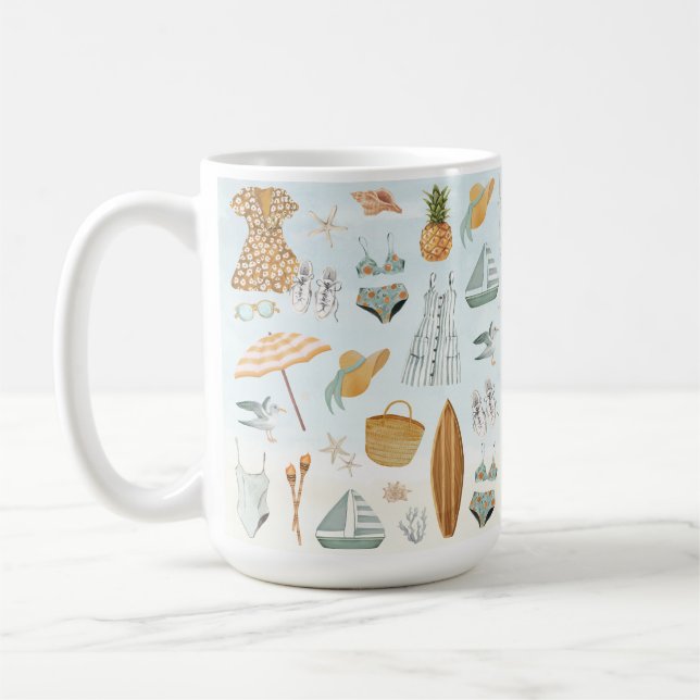 Watercolor Beach Junggeselinnen-Abschied Wochenend Kaffeetasse (Links)