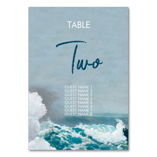 Watercolor Beach Monogram Wedding Tischnummer (Vorderseite)