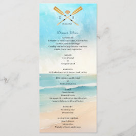 Watercolor Beach Oars Wedding Menükarte