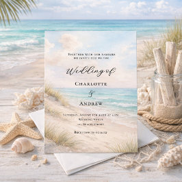 Watercolor beach sand dunes wedding einladung