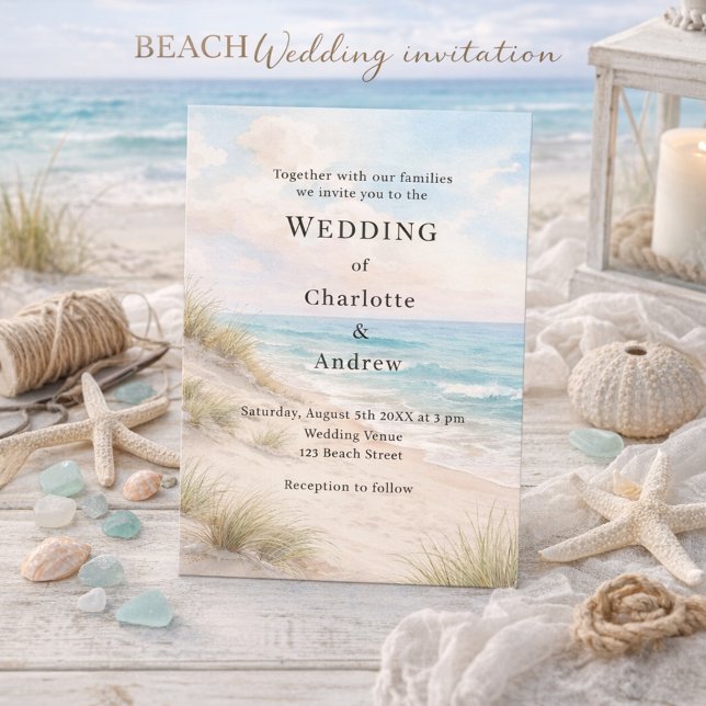 Watercolor beach sand dunes wedding einladung (Von Creator hochgeladen)