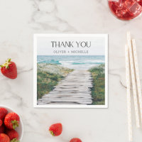 Watercolor Beach Scene Wedding Vielen Dank